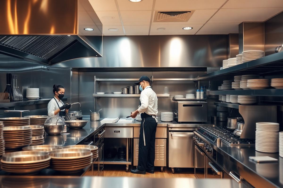 Professionelle Gastronomieküche mit Edelstahlausstattung